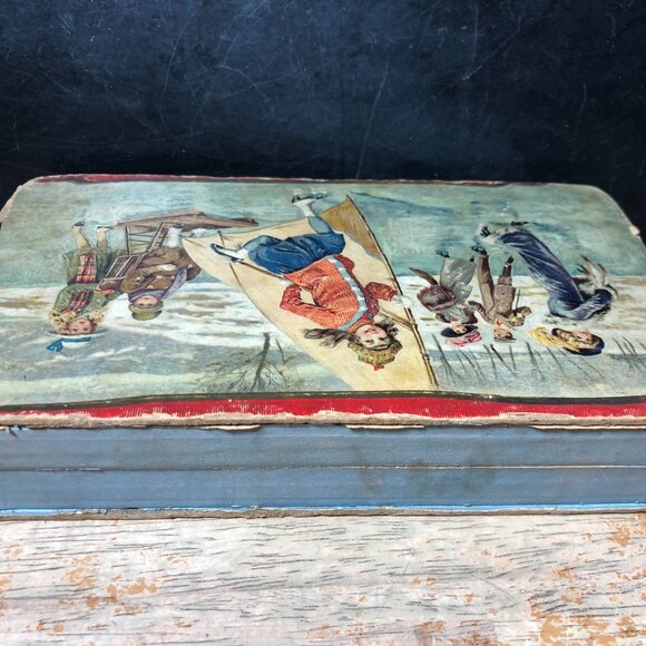 Antique Victorian Eagle Pencil Co. Ice Skating Lithograph Box - Picture 6 of 8
